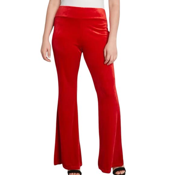 NWT ModCloth Loving The Luxe Life Red Velour Wide Leg Pants Size Small - Picture 1 of 9